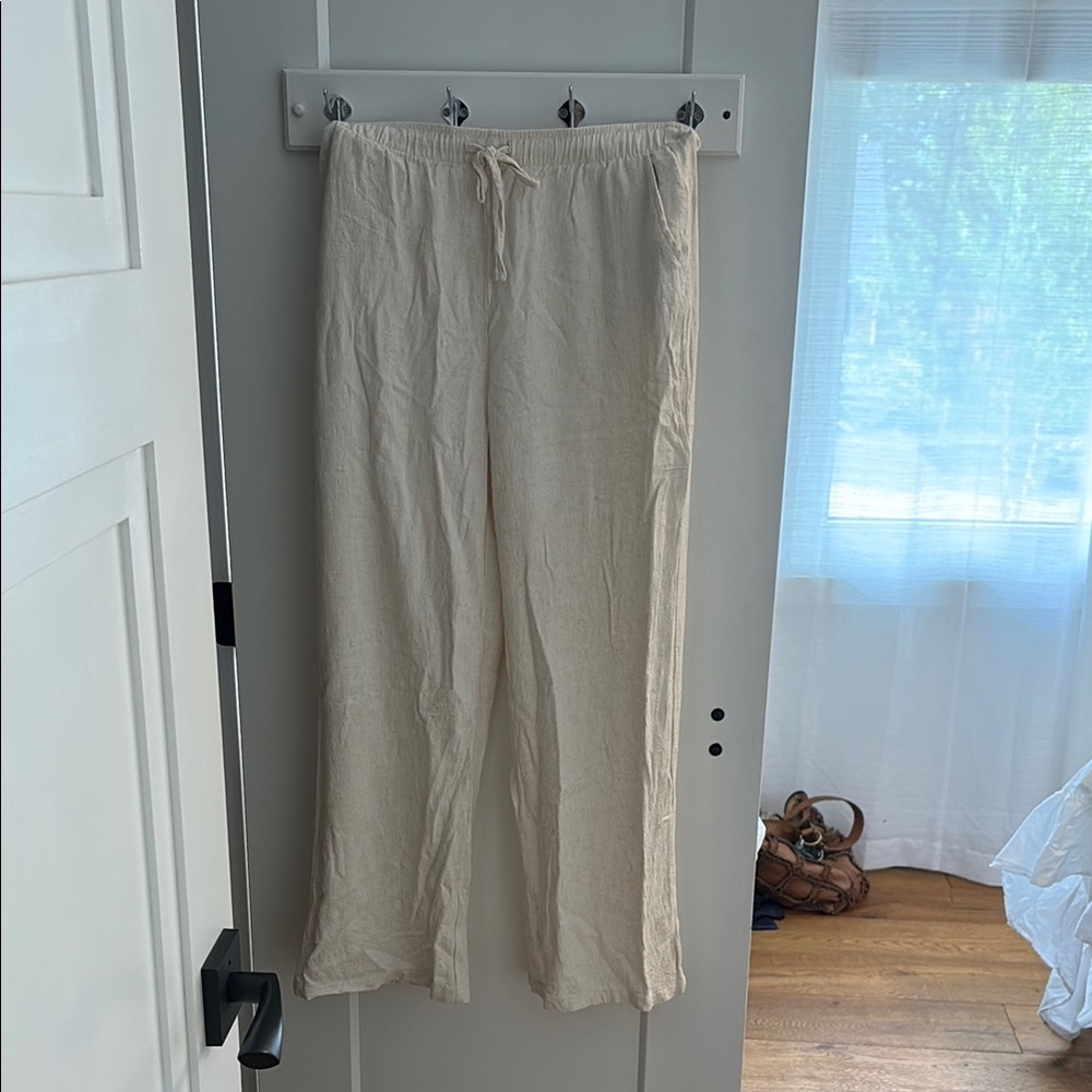 Casual Cream Linen Pants